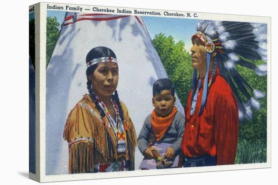 North Carolina - A Typical Indian Family on Qualla Reservation-Lantern Press-Stretched Canvas