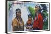 North Carolina - A Typical Indian Family on Qualla Reservation-Lantern Press-Framed Stretched Canvas