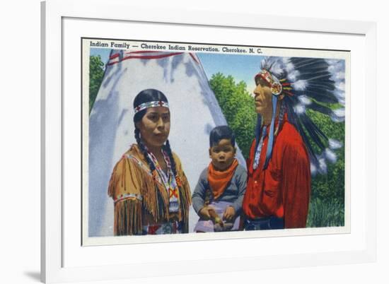 North Carolina - A Typical Indian Family on Qualla Reservation-Lantern Press-Framed Art Print