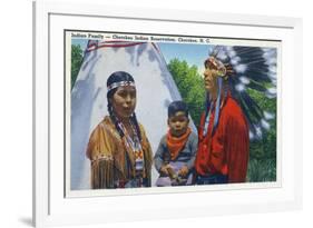 North Carolina - A Typical Indian Family on Qualla Reservation-Lantern Press-Framed Art Print