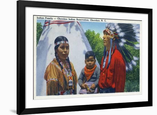 North Carolina - A Typical Indian Family on Qualla Reservation-Lantern Press-Framed Art Print