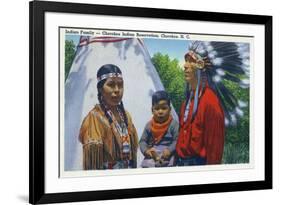 North Carolina - A Typical Indian Family on Qualla Reservation-Lantern Press-Framed Art Print