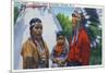 North Carolina - A Typical Indian Family on Qualla Reservation-Lantern Press-Mounted Art Print