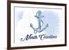 North Carolina - Anchor - Blue - Coastal Icon-Lantern Press-Framed Premium Giclee Print