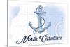 North Carolina - Anchor - Blue - Coastal Icon-Lantern Press-Stretched Canvas