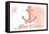 North Carolina - Anchor - Coral - Coastal Icon-Lantern Press-Framed Stretched Canvas