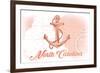 North Carolina - Anchor - Coral - Coastal Icon-Lantern Press-Framed Premium Giclee Print