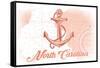 North Carolina - Anchor - Coral - Coastal Icon-Lantern Press-Framed Stretched Canvas