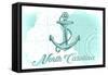 North Carolina - Anchor - Teal - Coastal Icon-Lantern Press-Framed Stretched Canvas
