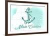 North Carolina - Anchor - Teal - Coastal Icon-Lantern Press-Framed Premium Giclee Print