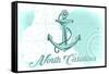 North Carolina - Anchor - Teal - Coastal Icon-Lantern Press-Framed Stretched Canvas