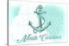 North Carolina - Anchor - Teal - Coastal Icon-Lantern Press-Stretched Canvas