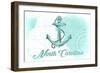 North Carolina - Anchor - Teal - Coastal Icon-Lantern Press-Framed Art Print