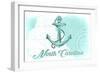 North Carolina - Anchor - Teal - Coastal Icon-Lantern Press-Framed Art Print