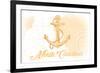 North Carolina - Anchor - Yellow - Coastal Icon-Lantern Press-Framed Art Print