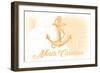 North Carolina - Anchor - Yellow - Coastal Icon-Lantern Press-Framed Art Print