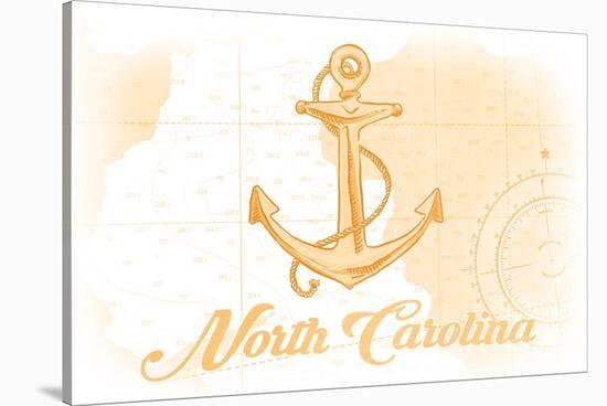 North Carolina - Anchor - Yellow - Coastal Icon-Lantern Press-Stretched Canvas
