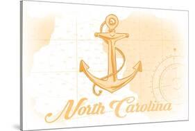North Carolina - Anchor - Yellow - Coastal Icon-Lantern Press-Stretched Canvas
