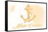 North Carolina - Anchor - Yellow - Coastal Icon-Lantern Press-Framed Stretched Canvas