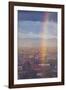 North Carolina, Asheville, Elevated City Skyline with Rainbows, Dawn-Walter Bibikow-Framed Photographic Print