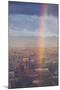 North Carolina, Asheville, Elevated City Skyline with Rainbows, Dawn-Walter Bibikow-Mounted Photographic Print