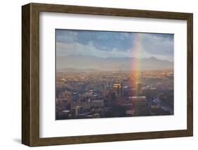 North Carolina, Asheville, Elevated City Skyline with Rainbows, Dawn-Walter Bibikow-Framed Photographic Print