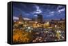 North Carolina, Asheville, Elevated View of Downtown, Dusk-Walter Bibikow-Framed Stretched Canvas