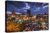 North Carolina, Asheville, Elevated View of Downtown, Dusk-Walter Bibikow-Stretched Canvas