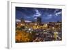 North Carolina, Asheville, Elevated View of Downtown, Dusk-Walter Bibikow-Framed Photographic Print