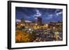 North Carolina, Asheville, Elevated View of Downtown, Dusk-Walter Bibikow-Framed Photographic Print