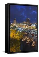 North Carolina, Asheville, Elevated View of Downtown, Dusk-Walter Bibikow-Framed Stretched Canvas