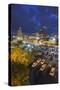 North Carolina, Asheville, Elevated View of Downtown, Dusk-Walter Bibikow-Stretched Canvas