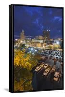 North Carolina, Asheville, Elevated View of Downtown, Dusk-Walter Bibikow-Framed Stretched Canvas