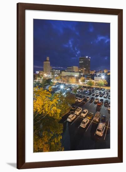 North Carolina, Asheville, Elevated View of Downtown, Dusk-Walter Bibikow-Framed Photographic Print