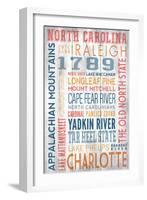 North Carolina - Barnwood Typography-Lantern Press-Framed Art Print