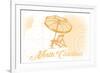 North Carolina - Beach Chair and Umbrella - Yellow - Coastal Icon-Lantern Press-Framed Premium Giclee Print