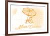 North Carolina - Beach Chair and Umbrella - Yellow - Coastal Icon-Lantern Press-Framed Premium Giclee Print