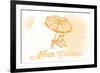 North Carolina - Beach Chair and Umbrella - Yellow - Coastal Icon-Lantern Press-Framed Premium Giclee Print