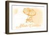 North Carolina - Beach Chair and Umbrella - Yellow - Coastal Icon-Lantern Press-Framed Art Print