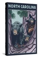 North Carolina - Bears in Tree-Lantern Press-Stretched Canvas
