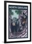 North Carolina - Bears in Tree-Lantern Press-Framed Art Print