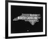 North Carolina Black and White Map-NaxArt-Framed Art Print