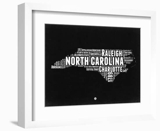 North Carolina Black and White Map-NaxArt-Framed Art Print