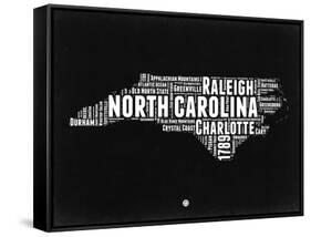 North Carolina Black and White Map-NaxArt-Framed Stretched Canvas