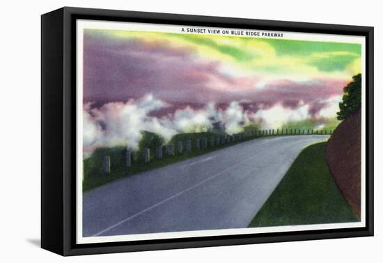 North Carolina - Blue Ridge Parkway, A Sunset Scene Along the Highway-Lantern Press-Framed Stretched Canvas