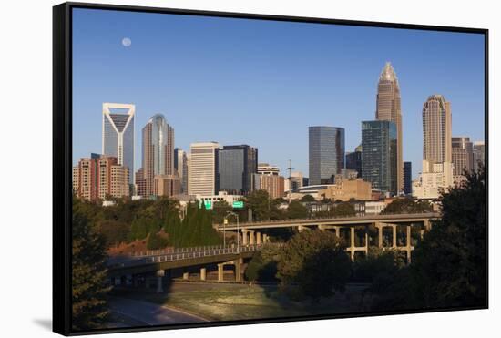 North Carolina, Charlotte, City Skyline from Route 74, Morning-Walter Bibikow-Framed Stretched Canvas