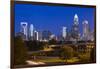 North Carolina, Charlotte, Elevated View of the City Skyline at Dawn-Walter Bibikow-Framed Photographic Print