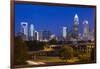 North Carolina, Charlotte, Elevated View of the City Skyline at Dawn-Walter Bibikow-Framed Photographic Print