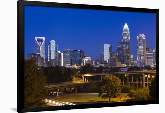 North Carolina, Charlotte, Elevated View of the City Skyline at Dawn-Walter Bibikow-Framed Photographic Print