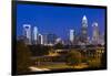 North Carolina, Charlotte, Elevated View of the City Skyline at Dawn-Walter Bibikow-Framed Photographic Print